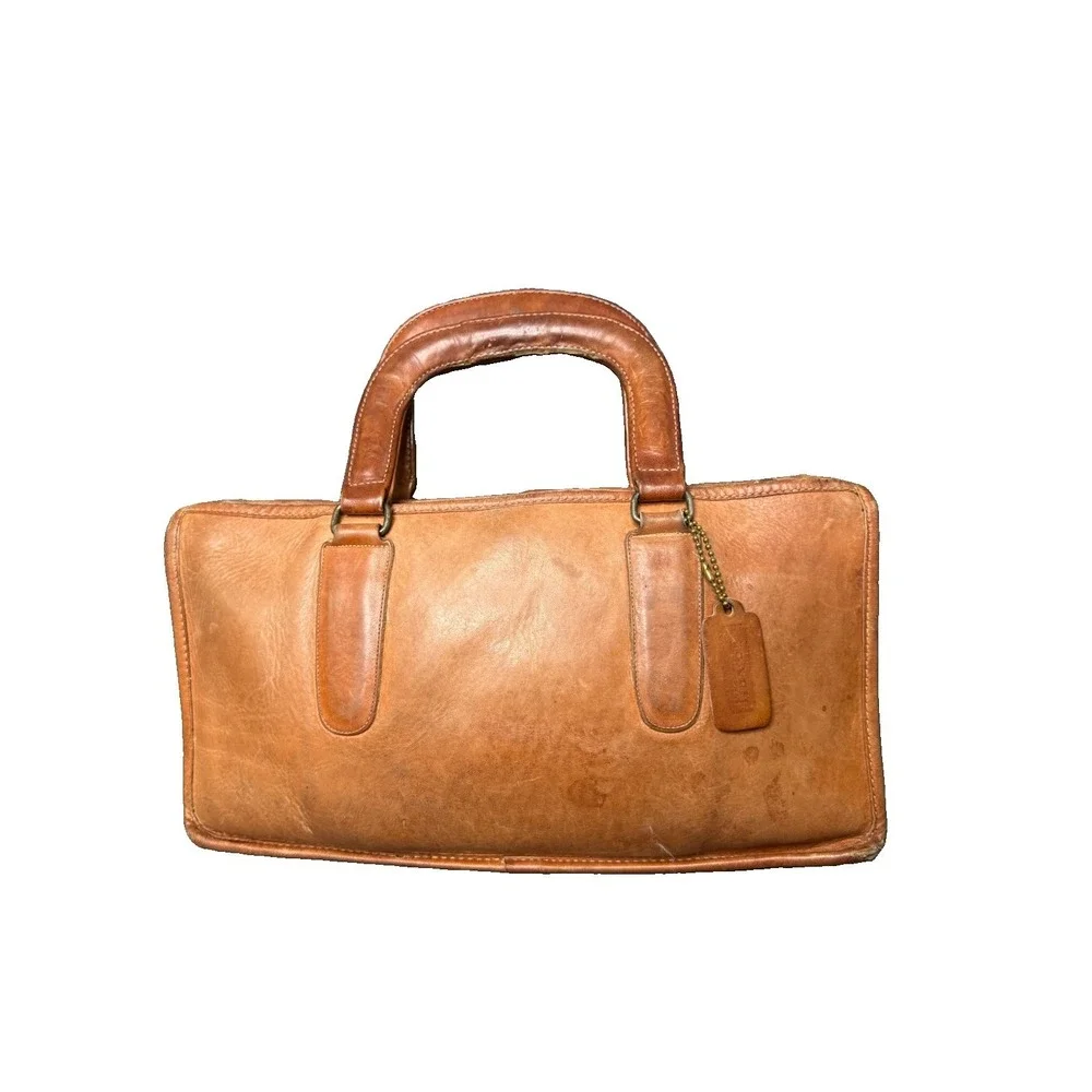 vtg 70s Coach NYC Glove Tanned Leather Doctor Slim Satchel Bag Tan USA